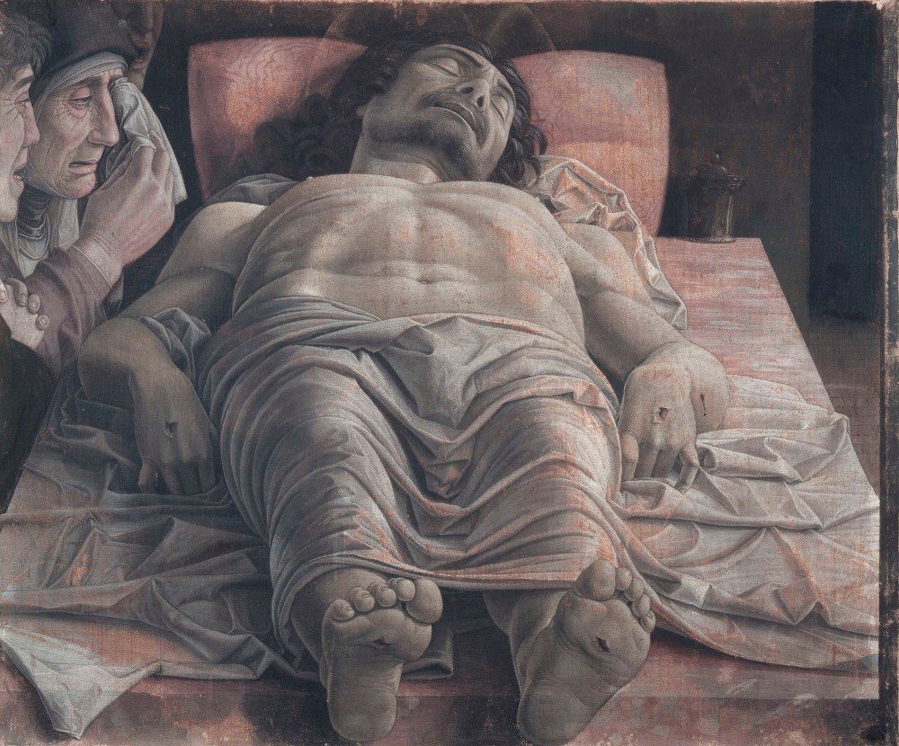 The dead Christ and three mourners, by Andrea Mantegna